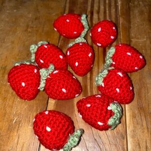 Handmade Crochet Strawberry Toys Set of 5